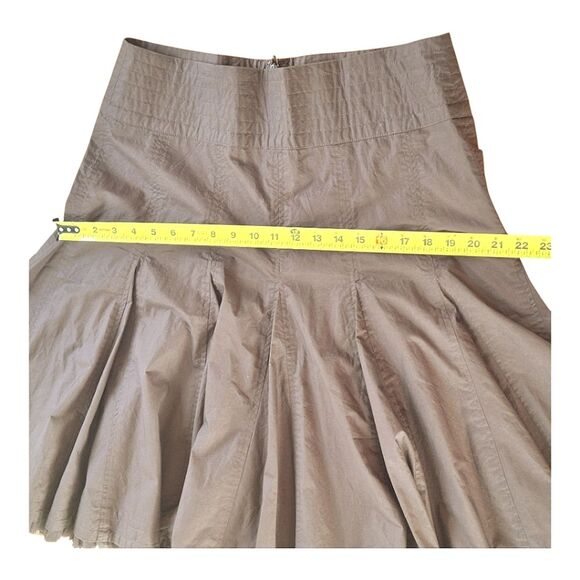 NWT CAbi #480 Masai Tulle Trimmed Flare Skirt Cotton Chocolate Brown Coconut 8 - Picture 8 of 13